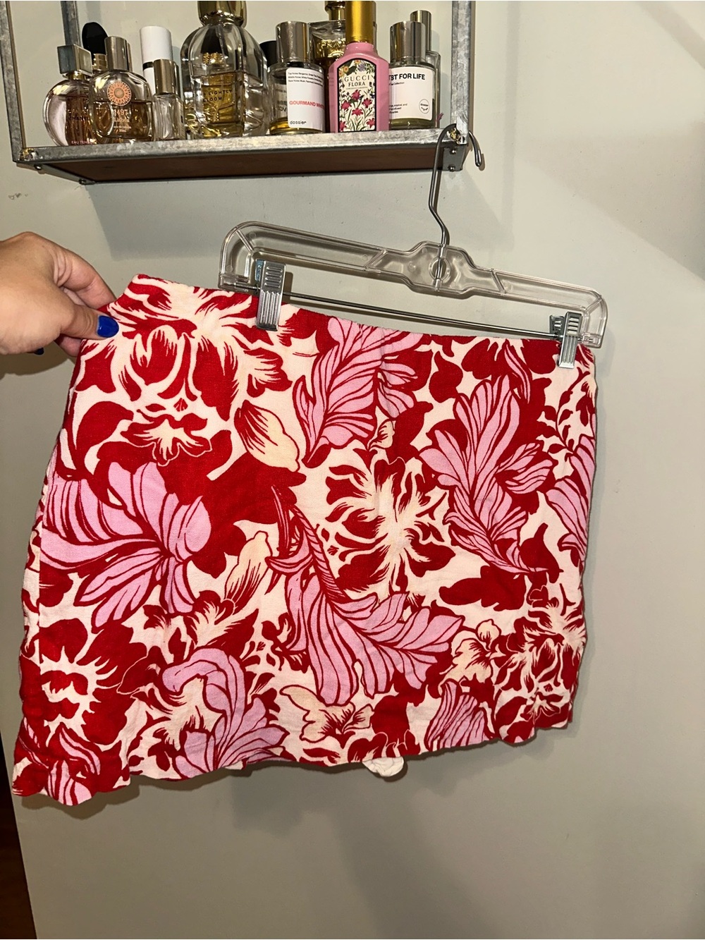 Abercrombie & Fitch Floral Mini Skort in Red & Pink